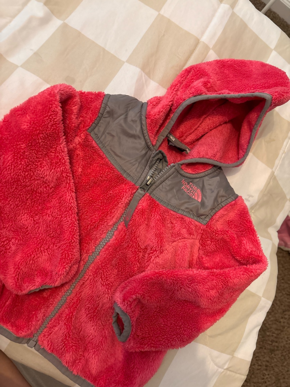 The North Face Kids Pink Hooded Puffer Fleece Jacket
